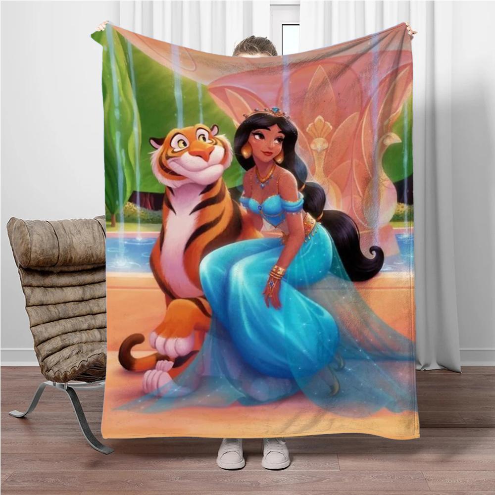 Aladdin Cartoon Princess Jasmine Children Warm Soft Blankets for Sofa Bed Cover Blanket Suitable for Birthday Souvenir Gifts