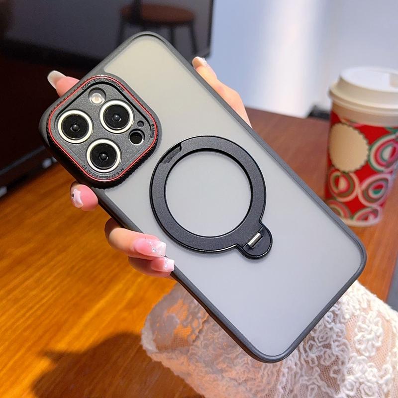 Custodia Magnetica Opaca con Supporto Anello in Metallo per Magsafe iPhone 16 Pro Max 15 15Pro custodia samsung xiaomi