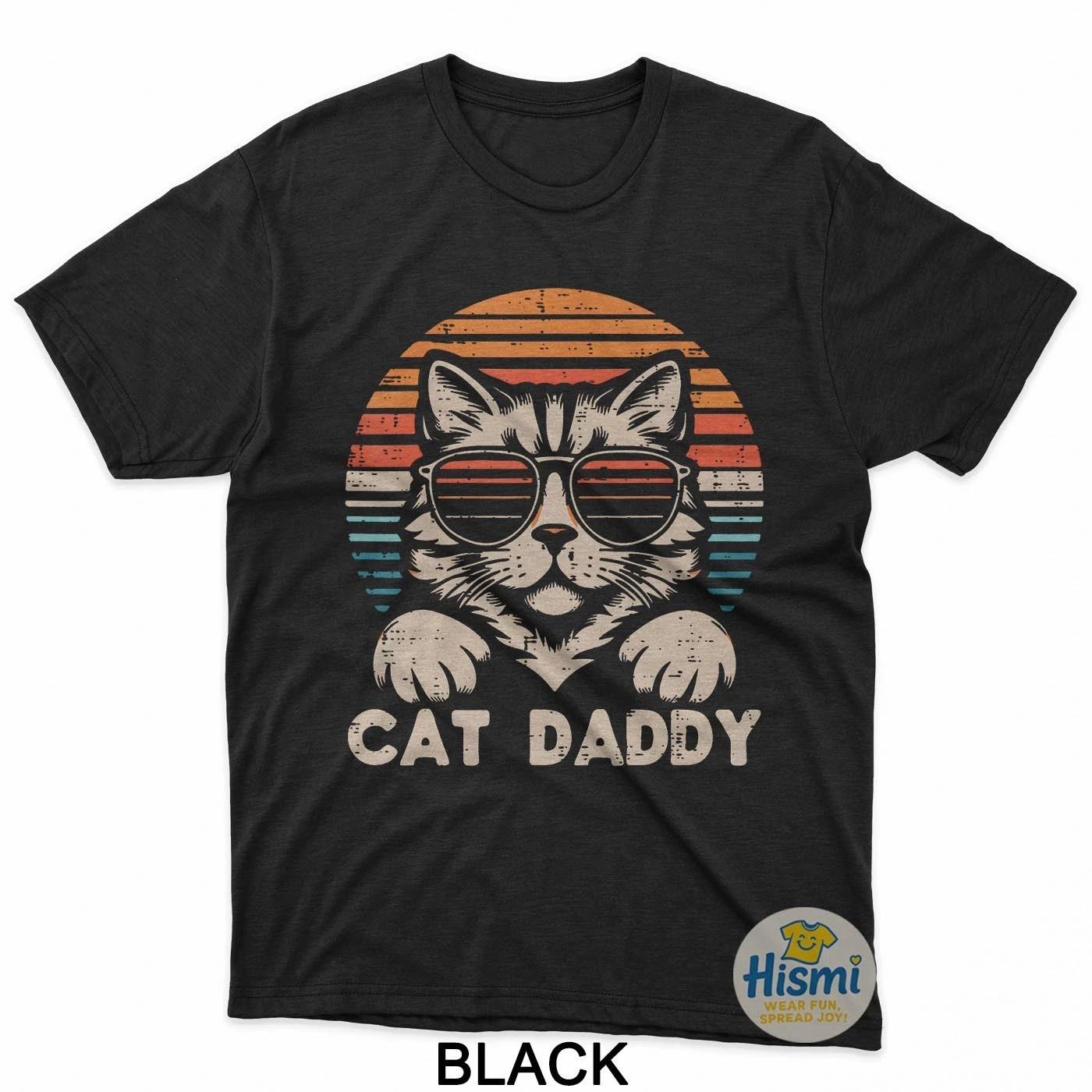 Cat Daddy Sunglasses Sunset Retro Fur Dad Papa Kitten Men T-Shirt S