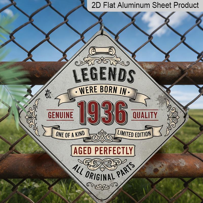 

2D Flat, 1pc Vintage Aluminum Wall Sign Suitable for Legends Born in 1936 - Retro Industrial Plaque with 1936 Birth Year, Decoration for Man Cave 20*20cm