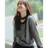 Chic Cutout Neck Colorblock Flare Sleeve Knit Sweater for Women