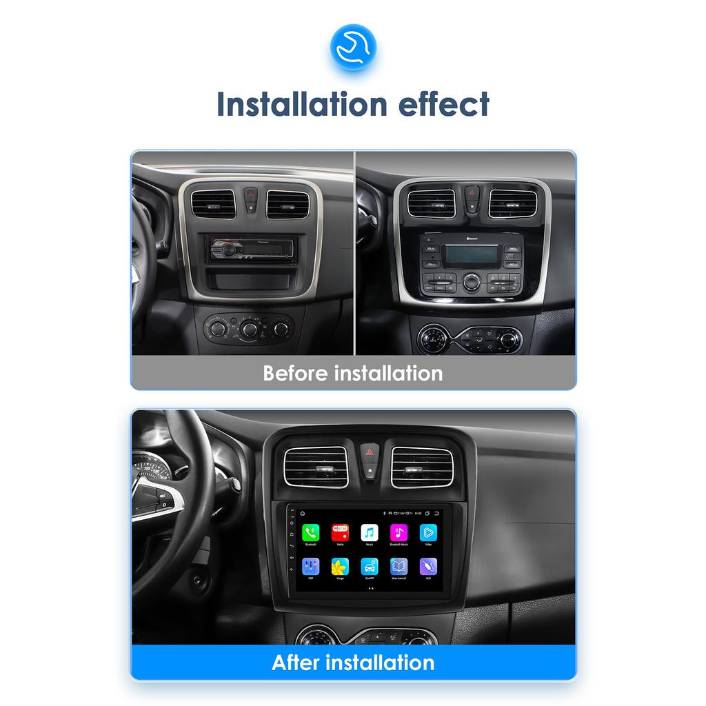 Hizpo Carplay 4G Android 13 Car Radio for Renault Logan 2 2014 - 2019 Sandero 2  Multimedia Video Player GPS 2din Autoradio 7862 Intelligent Screen