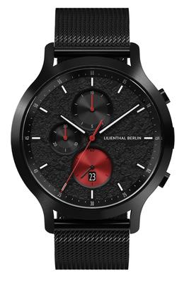 Lilianthal Berlin Limitierte Edition Chronograph Uhr mit Datum Hergestellt in Schwarzes Zifferblatt, Deutschland, C01-LE-VOLI-B023CB, Herren,