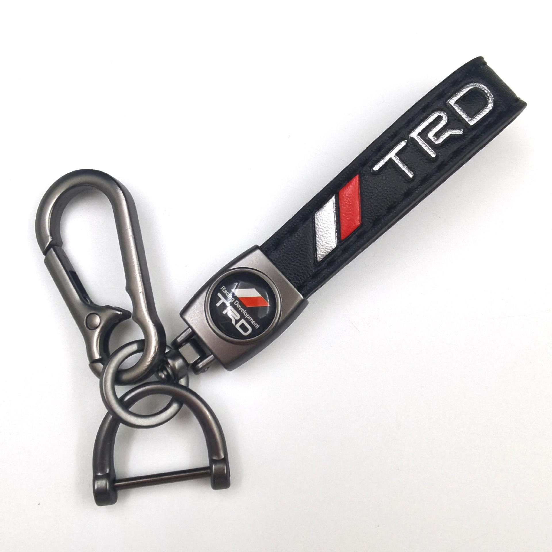 

3D Metal/Leather key Ring Car Emblem Keychain For Toyota TRD Corolla Yaris Aygo Prius CHR Camry Auris Avensis Land Accessories