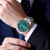 Stainless Steel Mens Watch Fashion Green Dial Multi Functional Gold Luxury Gift Box Set Quartz Watch