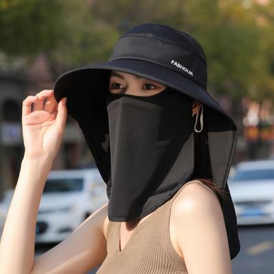 Ice Silk Hat Women's Sunscreen UV Protection Face Covering Sun Hat Summer Empty Top Hat Outdoor Shawl Neck Protection Tea Picking Hat