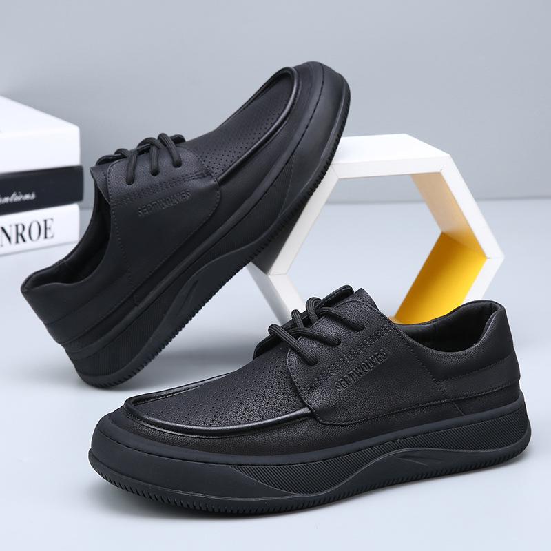 Fashion Summer Autumn New Designer Leather Shoes for Men Solid Color Retro Hallow Loafers  Male Fashion Casual Lace Driving Shoes Man