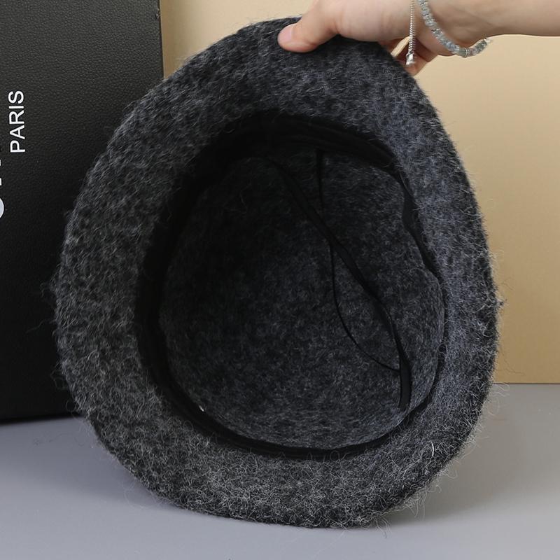 Miękkie filcowe klasyczne wełniane kapelusze typu bucket Hat Kobieta Zimowe ciepłe modne kapelusze rybackie Damskie puszyste kapelusze Panama wszechstronne trendowe kapelusze typu basin Hat