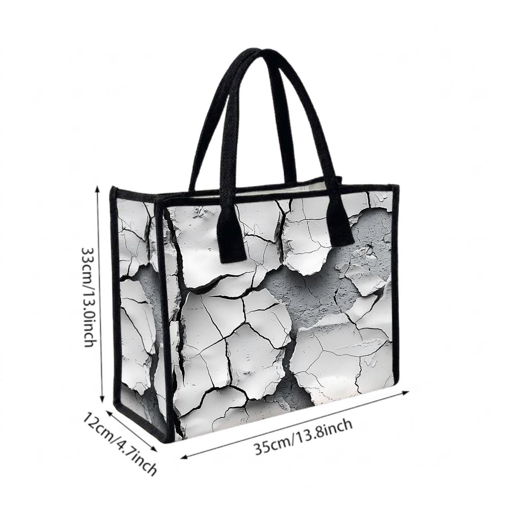 Cracked Pattern Tote Bag Large Capacity Daily Portable Fashion Casual Shopping Handbag