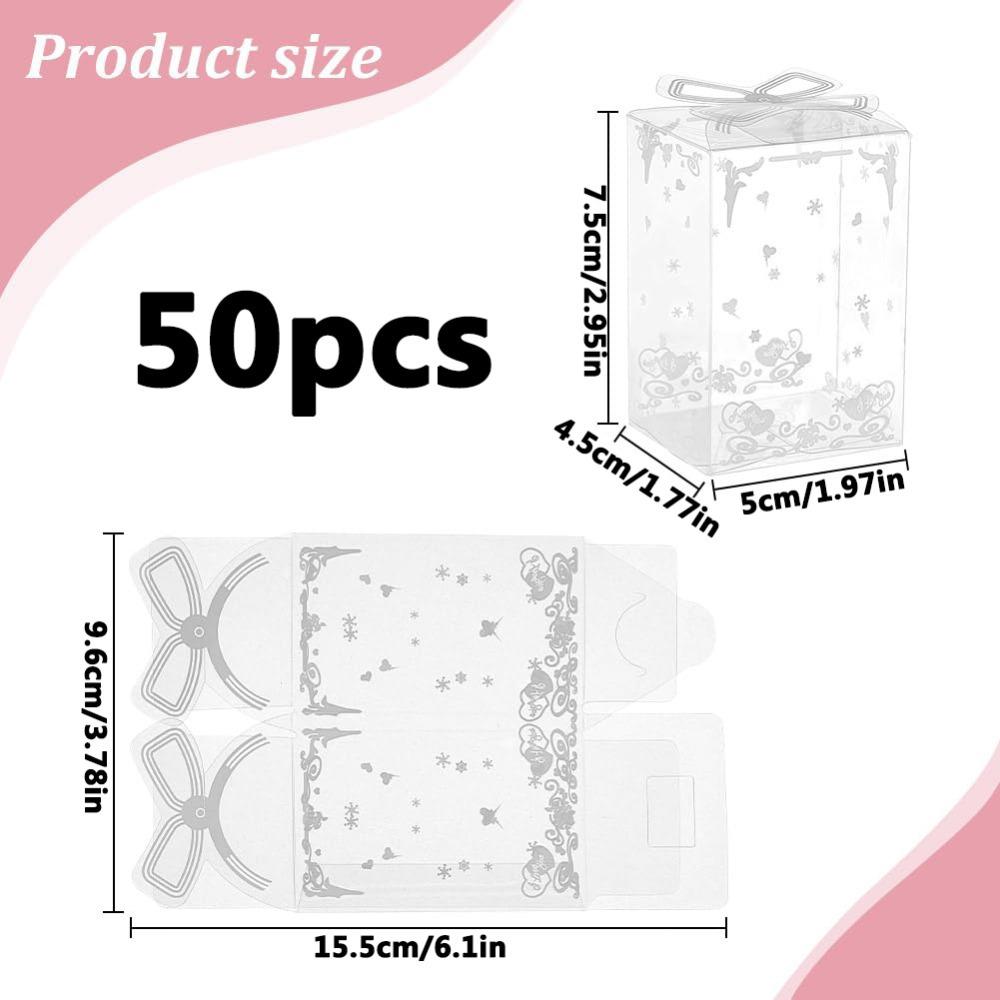 

50 шт. прозрачных коробок для подарков, прозрачная подарочная коробка с принтом в виде сердца, упаковочная коробка, подарочная упаковка, коробки для угощений на свадьбу, день рождения, вечеринку, новый год 50pcs 5*4.5*7.5cm