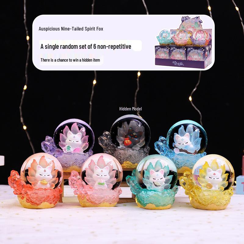 Nine-Tailed Fox Resin Blind Box: Chinese Style Desktop Ornament & Festival Gift
