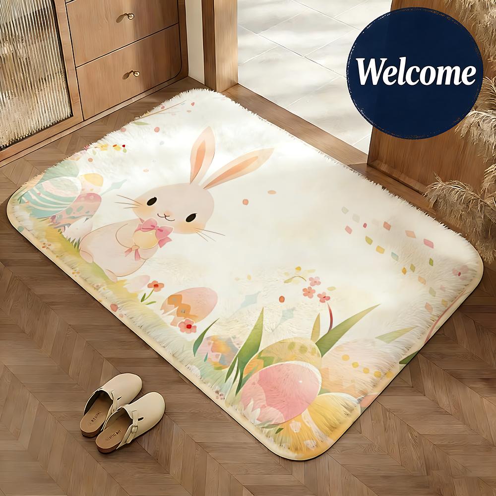 Soft Flannel Floor Mat Holiday Easter Floor Mat Non-Slip Absorbent Doormat Bathroom Bedroom Home Decor Rug