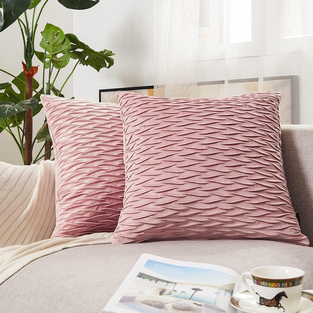Kissenbezug für Sofa im leichten Luxusstil, einfarbig, nordisch, Ins-Kissenbezug, Samt, plissiert, gestreiftes Kissen