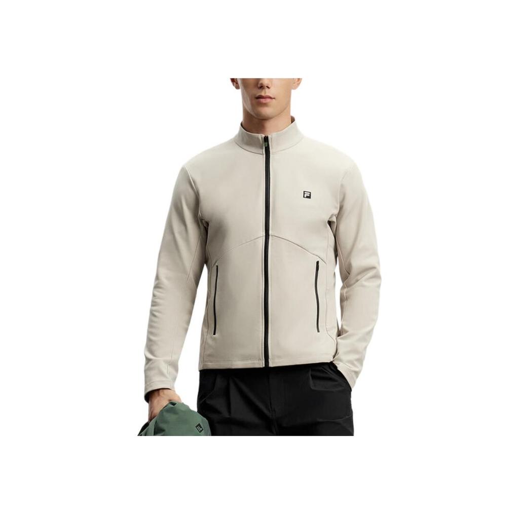 FILA Solid Color Casual Loose Hooded Zipper Long Sleeve Waterproof Windproof Jacket Men Jacket Garden-Gray A11M417708F-GY