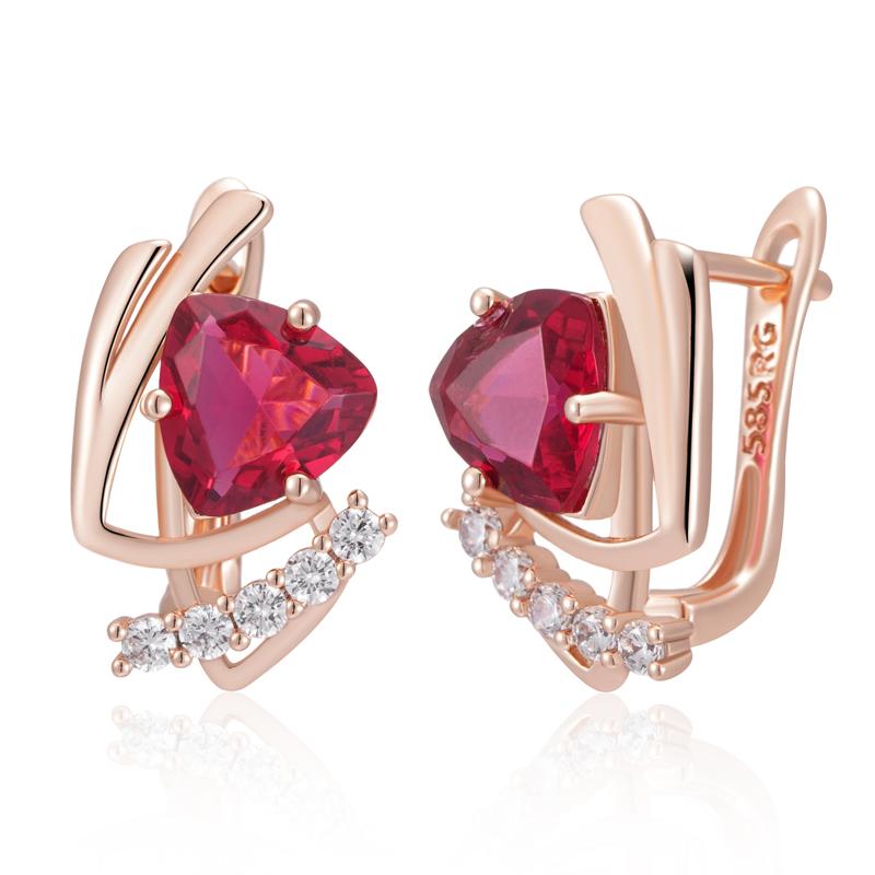 Sparkling Purple Natural Zircon English Earrings For Women Fashion Rose Gold Color Vintage Party Daily Jewelry