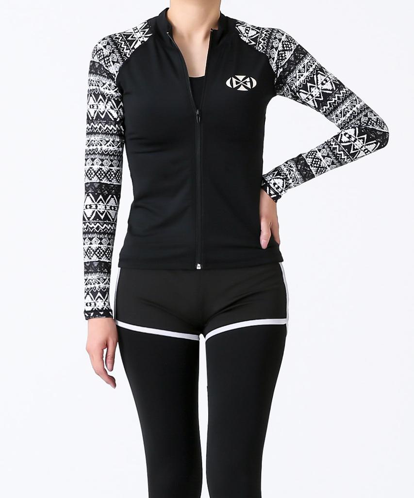 Dangun Cool Air Stone Print Zip-Up Long Sleeve Rash Guard