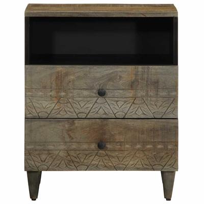 Nightstand Light Grey 50 X 33 X 60 Cm Solid Mango Wood