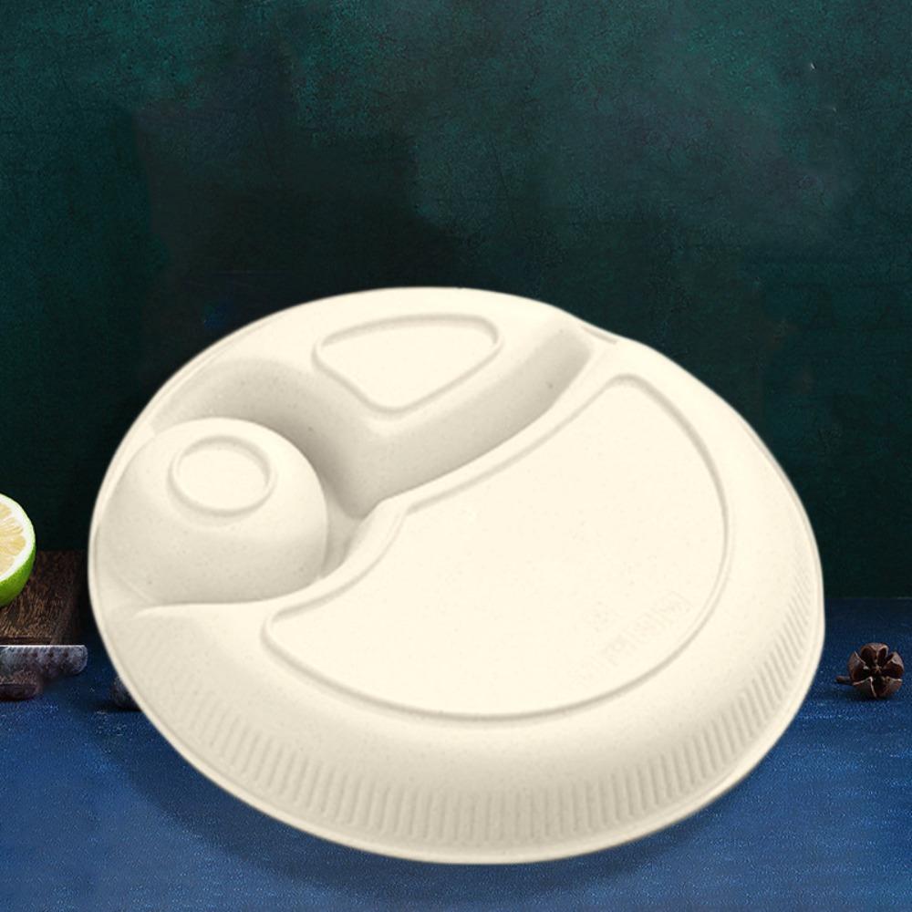 2pcs Microwavable Divided Dinner Plate Round Fruit Serving Tray Portable Food  Plate  Diet Control