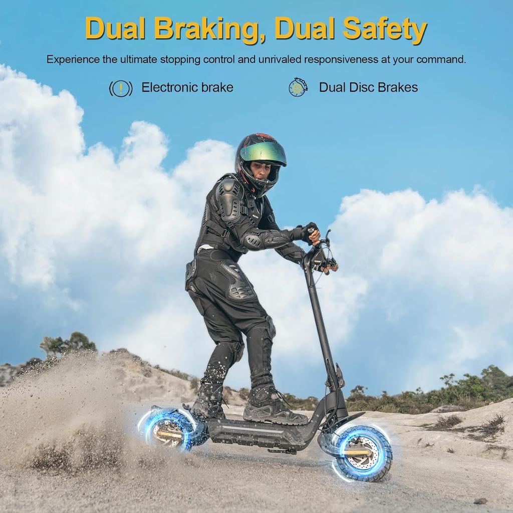 Elektrikli Scooter, 70-80 km Menzil/2000W Çift Motor, 10 İnç Arazi Lastikleri, Elektrikli Scooter Yetişkin 150 kg Taşıma Kapasitesi, TODIMART X5S