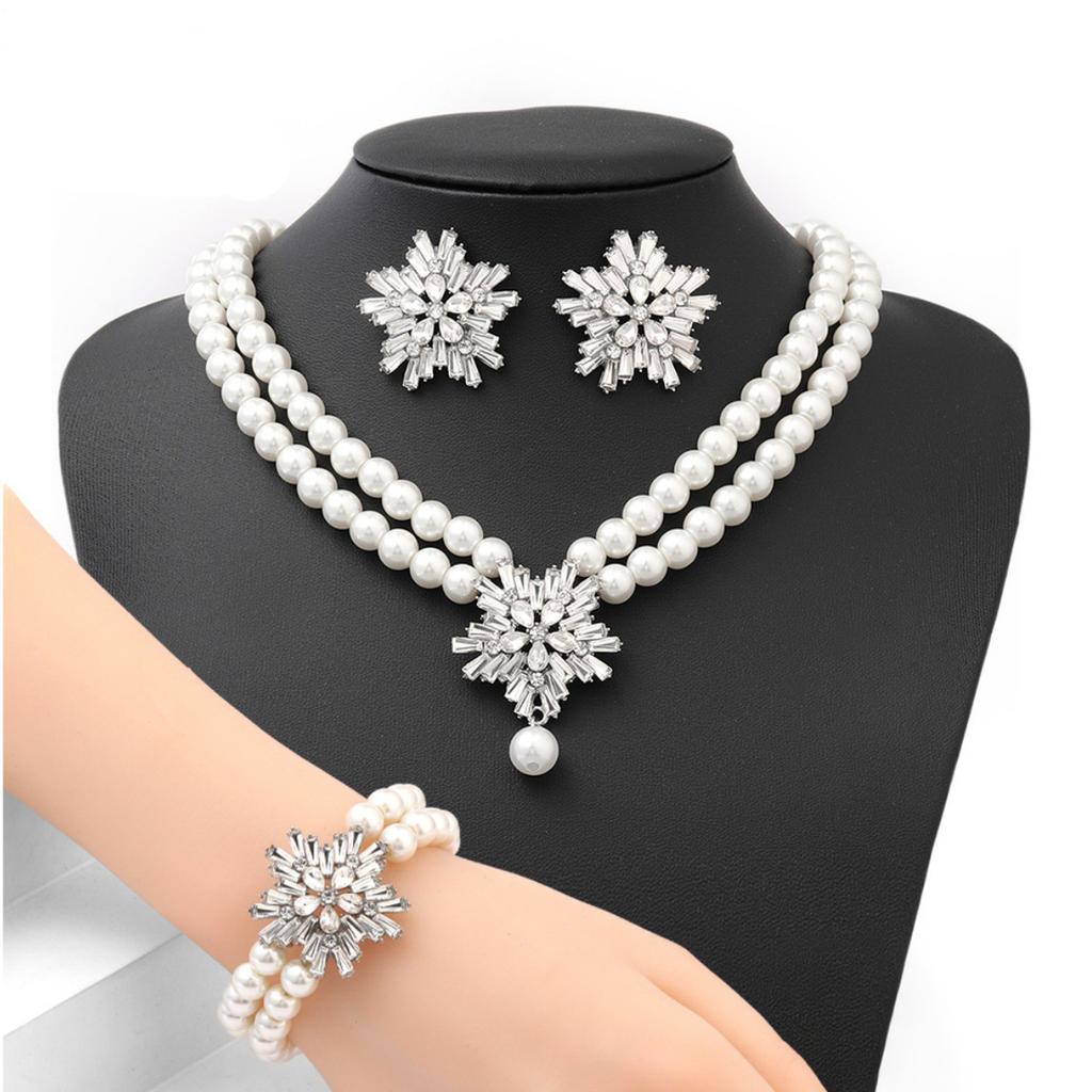 Koreanische Retro-Perlen-Diamant-Fransen-Halskette Internet-Berühmtheit Temperament Designgefühl Blume Schleife Schlüsselbeinkette Halskette weiblich