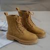 Fashion Women Brown Platform Combat Boots Autumn Winter Lace Up Zipper Ankle Boots Woman Thick Sole Faux Suede Motorcycle Botas Mujer