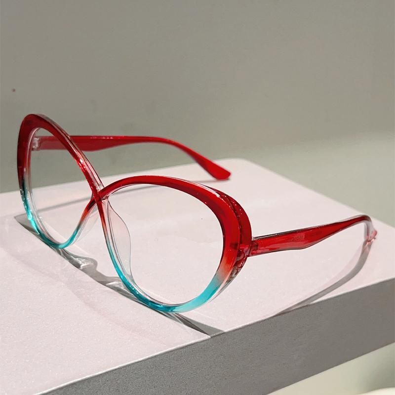Cat Eye Glasses Women Fashion Candy Color Decor Eyewear Trendy Brand Design Blue Light Blocking Patchwork Optical Frames
