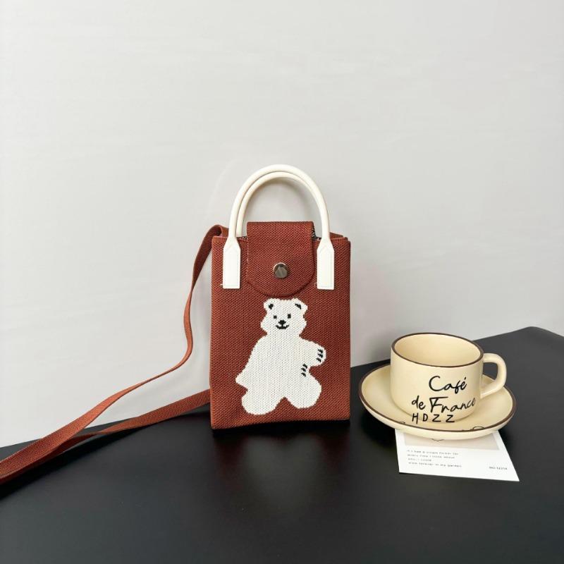 Ns Mobile Phone Bag Cartoon Cute Niche Design Knitted Bag Versatile Messenger Shoulder Bag Change Bag Cute Style