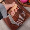 Baking Tool Manual Dough Blender Wood Handle Stainless Steel Butter Churner Curved Design Dough Mixer Fruit Puree