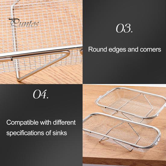 Heat Resistant Drainer Basket Sink Stainless Steel Expandable Colander Versatile Strainer for Vegetables Fruits Pasta Dishes