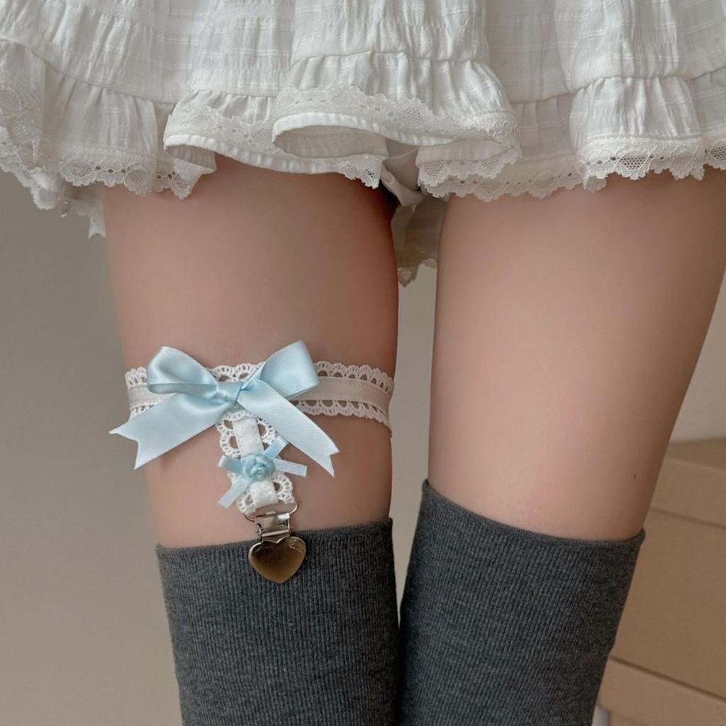 Love Heart Leg Ring Sweet Elastic Lace Leg Strap Simple Punk Hiphop Leg Ring Handmade Leg Accessories
