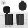 20L Modern Boxy Metal Home Kitchen Bin Black