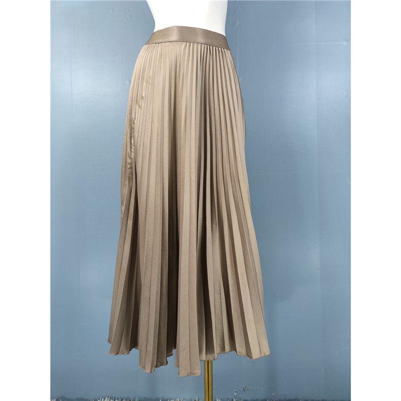 

Элегантная плиссированная юбка с эластичной талией, различные цвета на выбор Dark Khaki 2XL