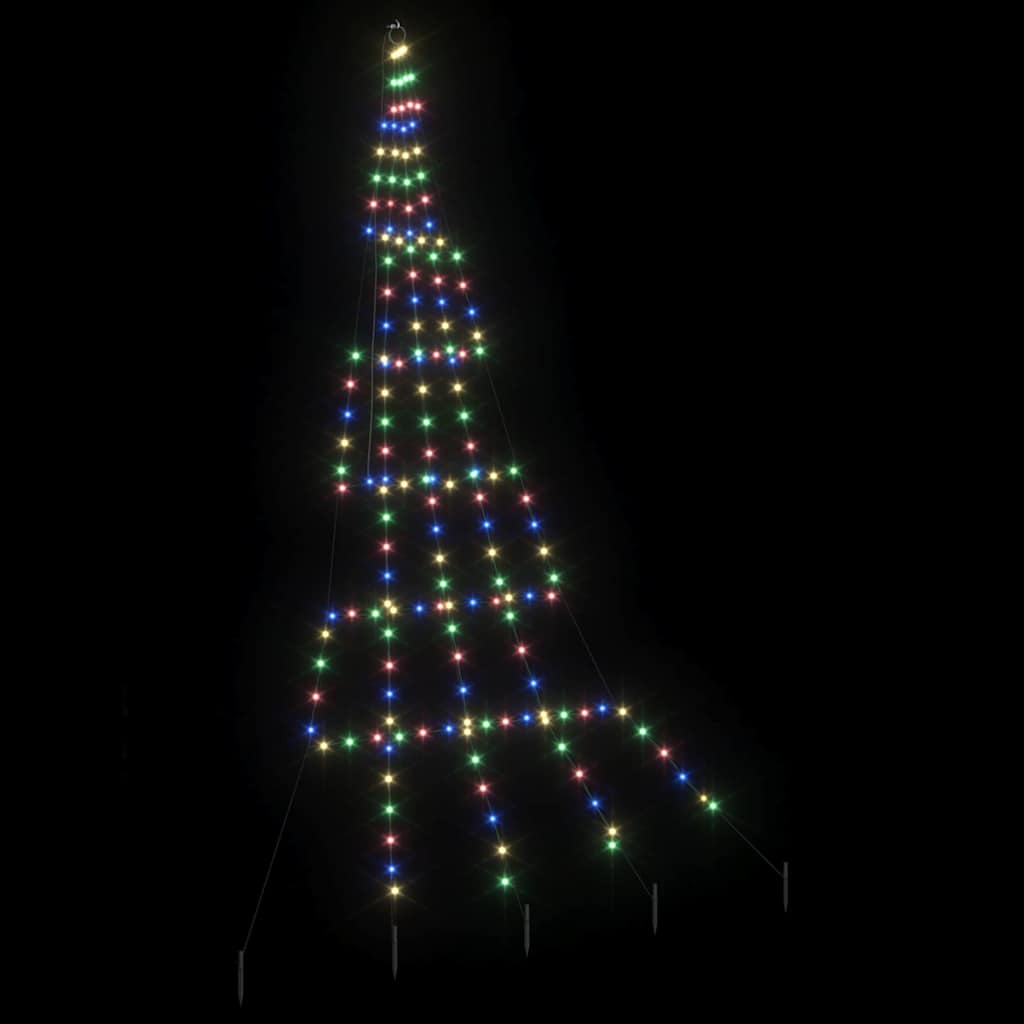 LED Christmas Tree with Ground Spikes Multicolored 306 cm Metal