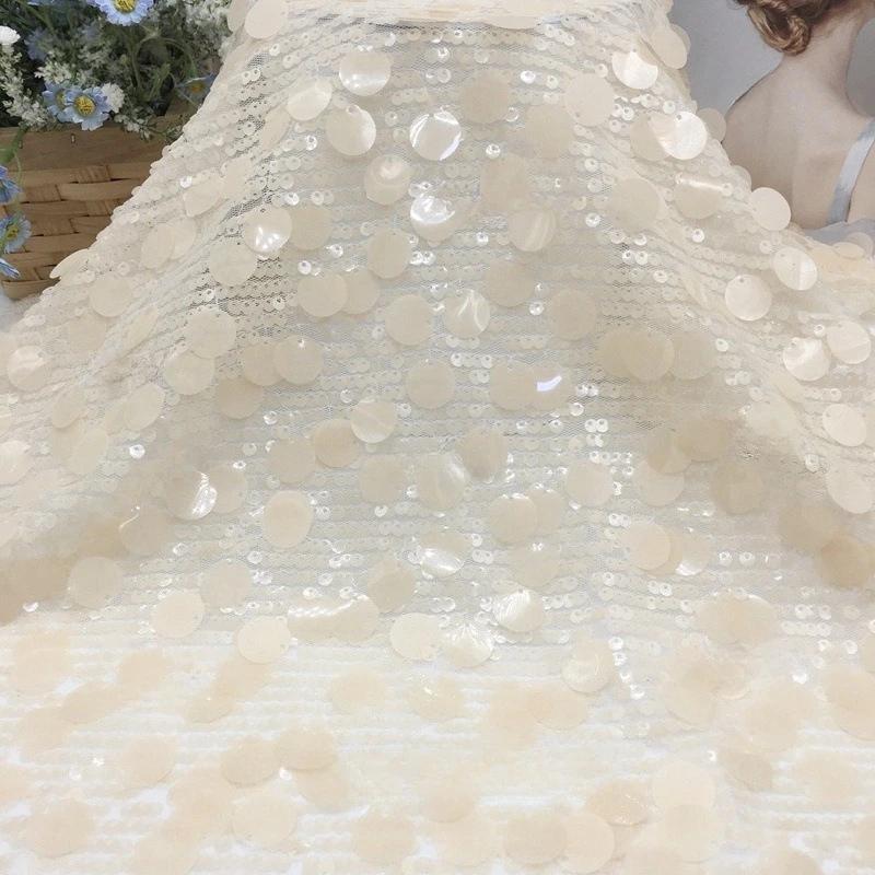 1yards 5+18mm Silver Shiny Beaded Fabric for DIY Sewing Stage & Costume Dress Background Clothing Supplies Handmade DIY Etc.