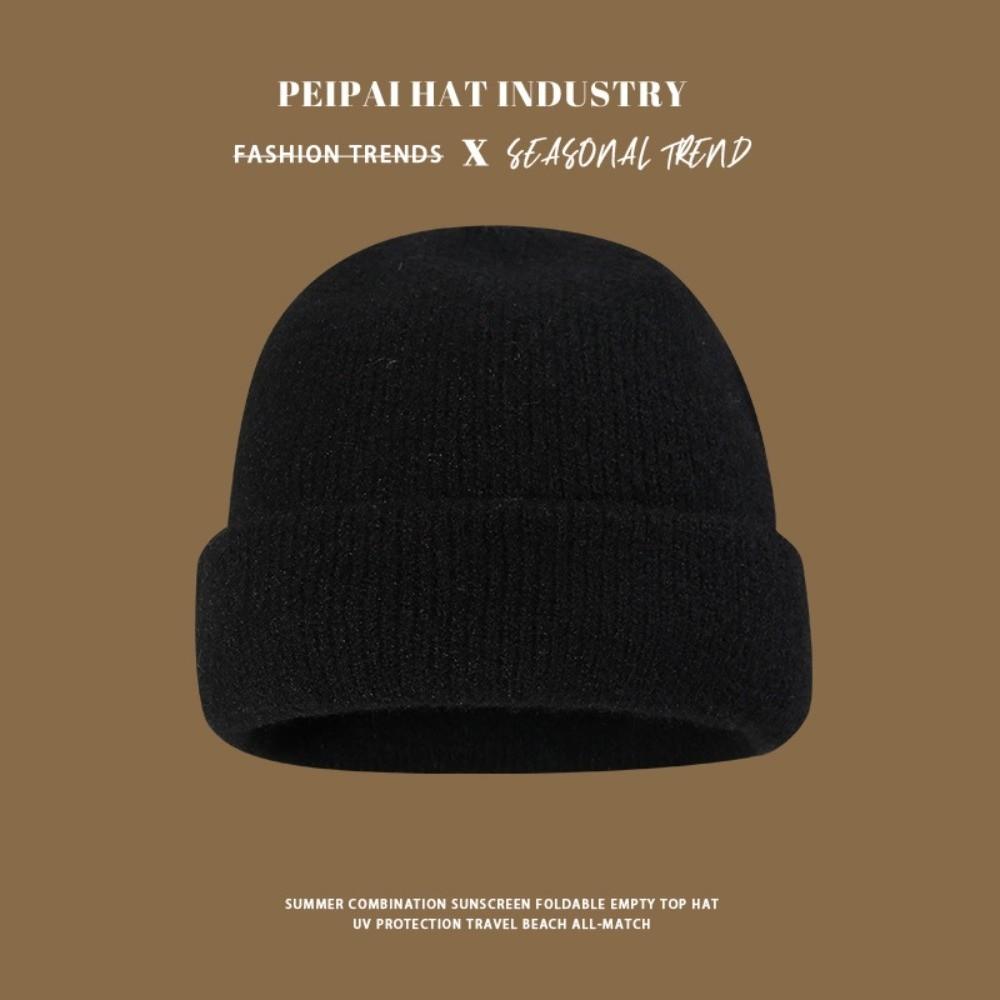 

Versatile Large Version Wool Hat Soft Warm Tool Warm Ear Protection Cold Hats Autumn and Winter чорний