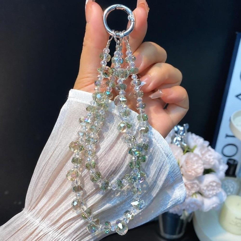 Double Chain Phone Lanyard Shiny Crystal Keychain Charm Exquisite Wrist Strap Mobile Phone