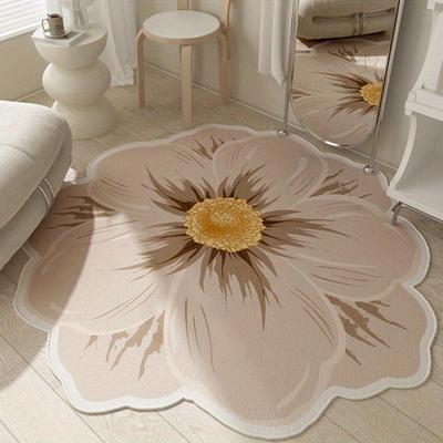 Elegant Irregular Floral Imitation Cashmere Floor Mat: Stain-Resistant, Wear-Resistant, Non-Slip, Easy-Clean for Home, Kitchen, and Bathroom.
