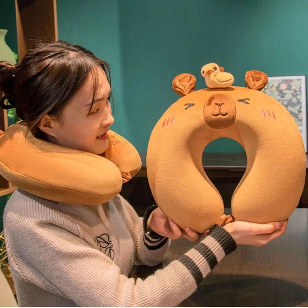 Animal Neck Support Cushion Double-sided Napping Headrest Pad Travel U-Shaped Pillow  Home