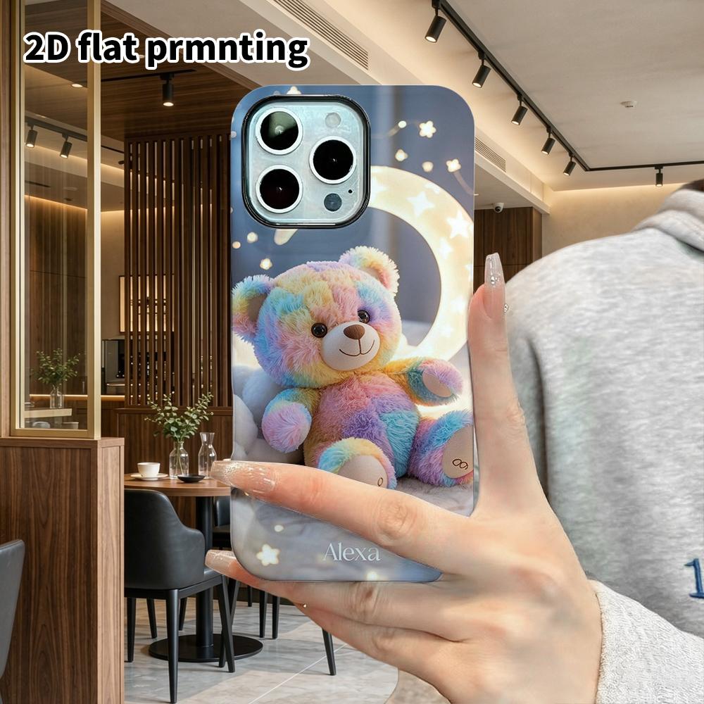 Phone Case: 2D Flat Design Suitable for iPhone 18, 17, 16, 15, 14, 13 Pro Film Protective Case, Couple Style, Rainbow Little Bear, Christmas and Hallo