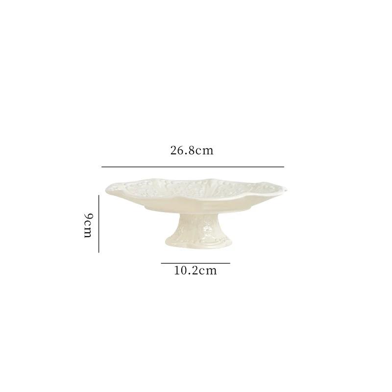 Ceramic Relief Teapot Afternoon Tea Cup Dish Set Household Dessert Plate Snack Plate High Leg Cake Plate Tea Set Household Goods