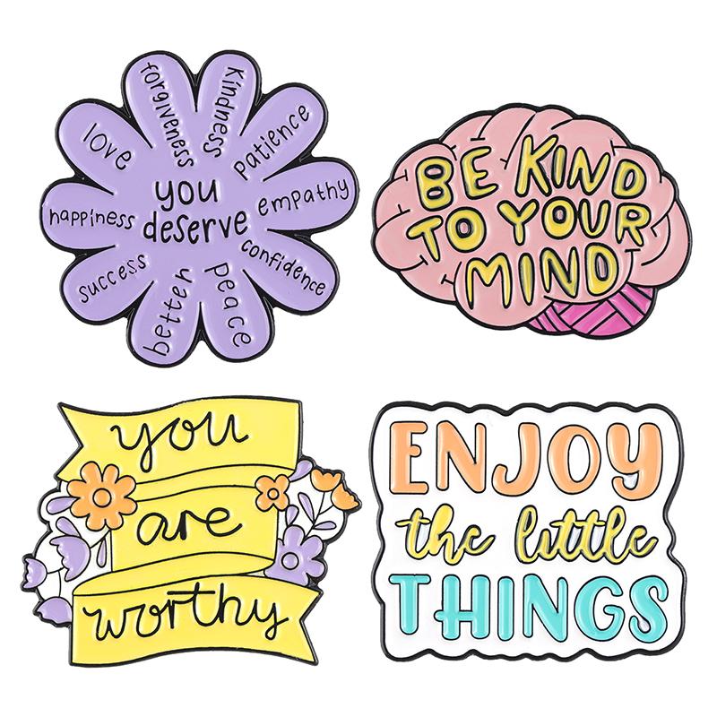 Oil Painting Quotes 3-6pcs/set Enamel Pins Custom Quotes Saying Sunflower Oil Brooches Lapel Badges Jewelry Gift for Friends