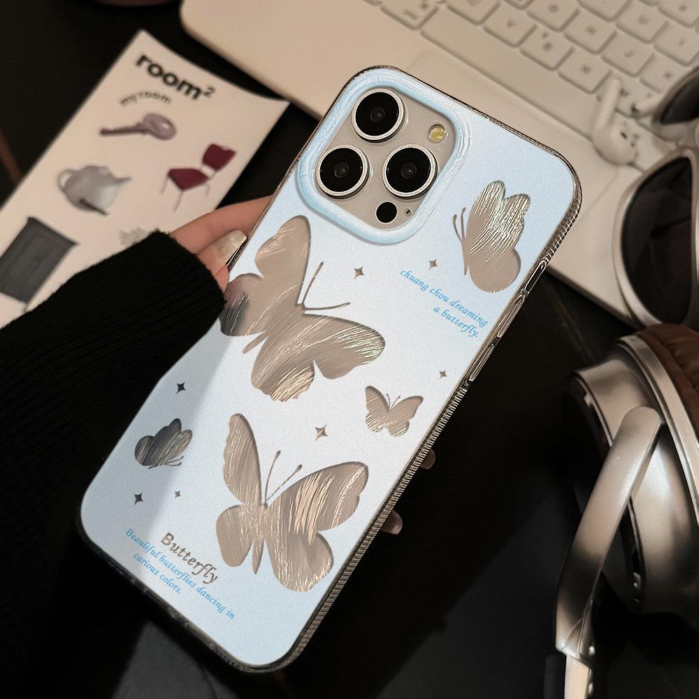 Feather Luster Phone Case for Samsung A53 A14 A33 A12 A32 S24 S23 Plus S20 S21 FE for iPhone 17 15 16 13 Pro 17 16 Pro Max Butterfly Bow Phone Case