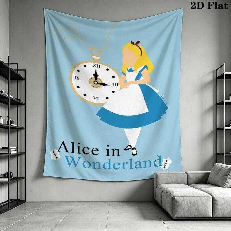 Alice Wonderland Hush Wall Hanging Printed Fabric Blanket Decorative Tapestries for Bedroom Living Room Home Decor