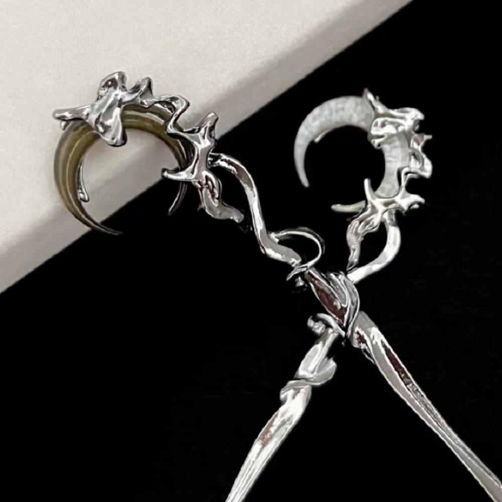 New Chinese Hair Accessories Vintage Moonstone Hair Clips Tassel Metal Hairpin Hair Sticks Chopsticks Hair Accessories New