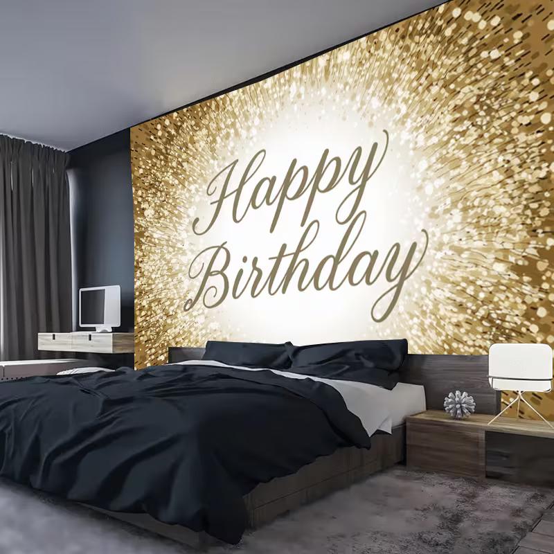 2D Gold Glitter Birthday Backdrop for 30th/40th/50th Milestone Celebrations