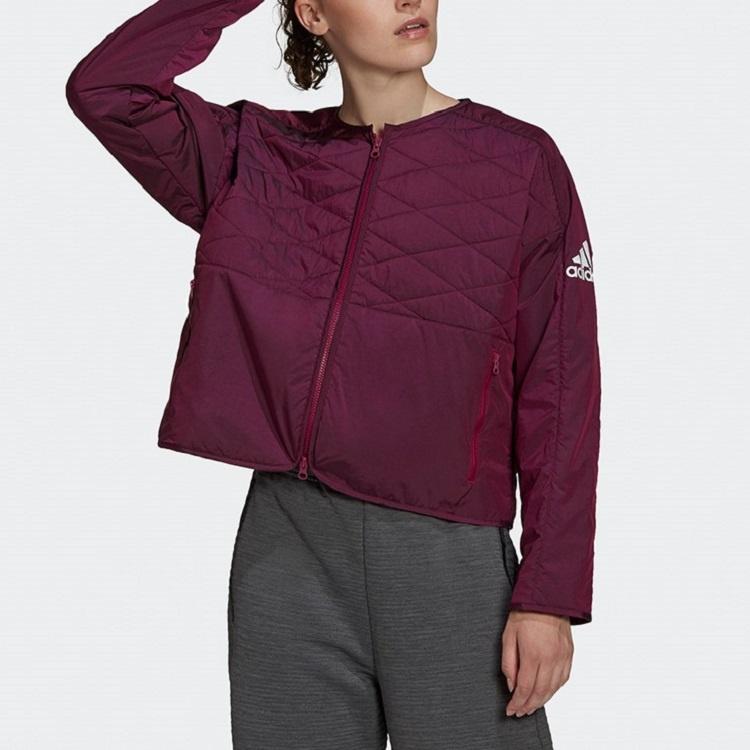 (WMNS) Adidas W ZNE Padded JK Cardigan Casual Sports Jacket Wine Red Women's FS2434
