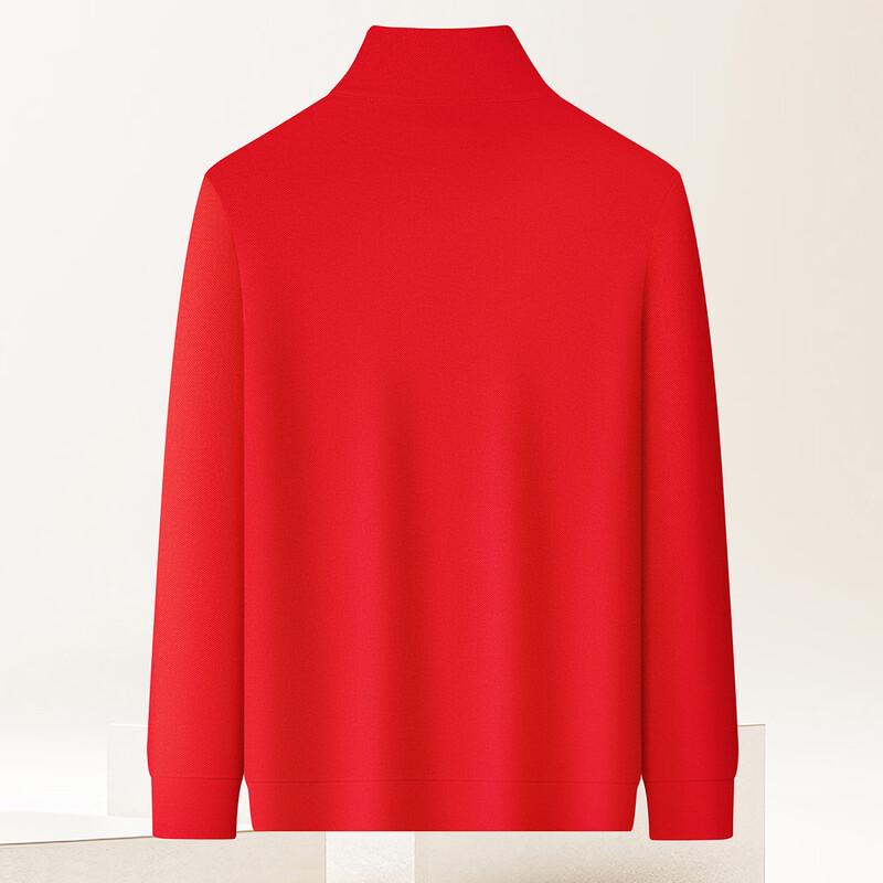 MONTAGUT Men's Autumn/Winter 10A Antibacterial Zipper Stand Collar Long Sleeve Polo Shirt