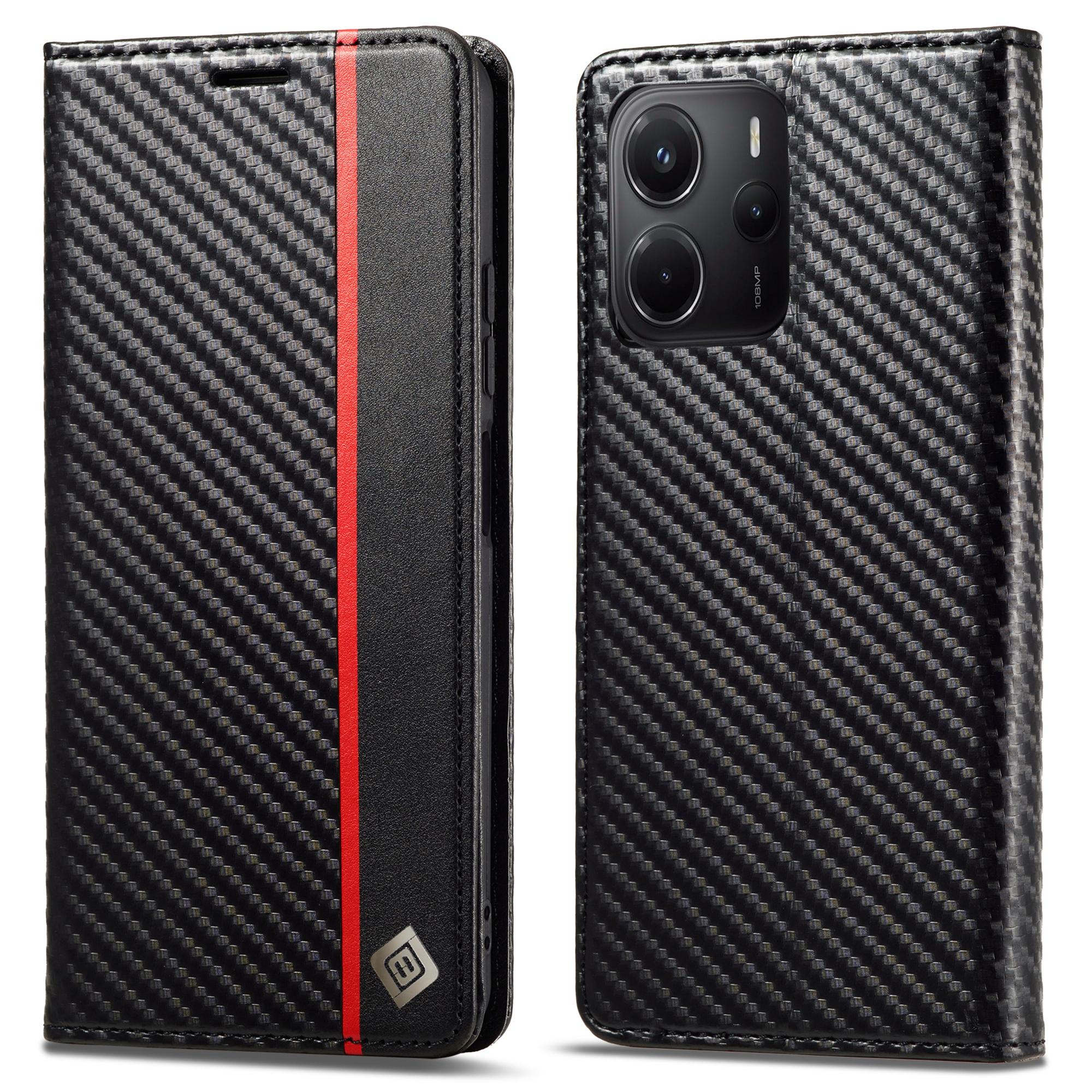 

LC.IMEEKE Для Xiaomi Redmi Note 14 4G (164,84 мм) Чохол Текстура Карбонове волокно Чохол для телефону Підставка Тримач для карток Vertical Stripe