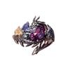 New Gun Black Geometric Zircon Dragon Flower Ring Unique Exquisite Fashionable Versatile Personalized New Gothic Jewelry Gift