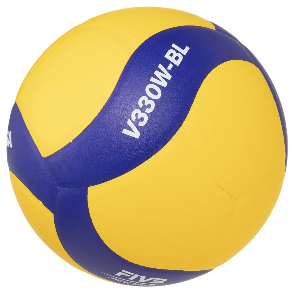 MIKASA Volleyball with Size for and High Recommended Internal Pressure Bells, 5, Adults, Colleges, Schools, Yellow/Blue, V330W-BL, 0.3 (kgf/cm2)